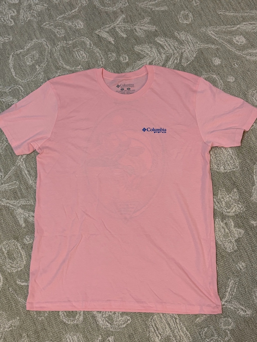 Unisex Columbia Pink Short-Sleeve Tee with Colorful Bass Graphic. NWOT